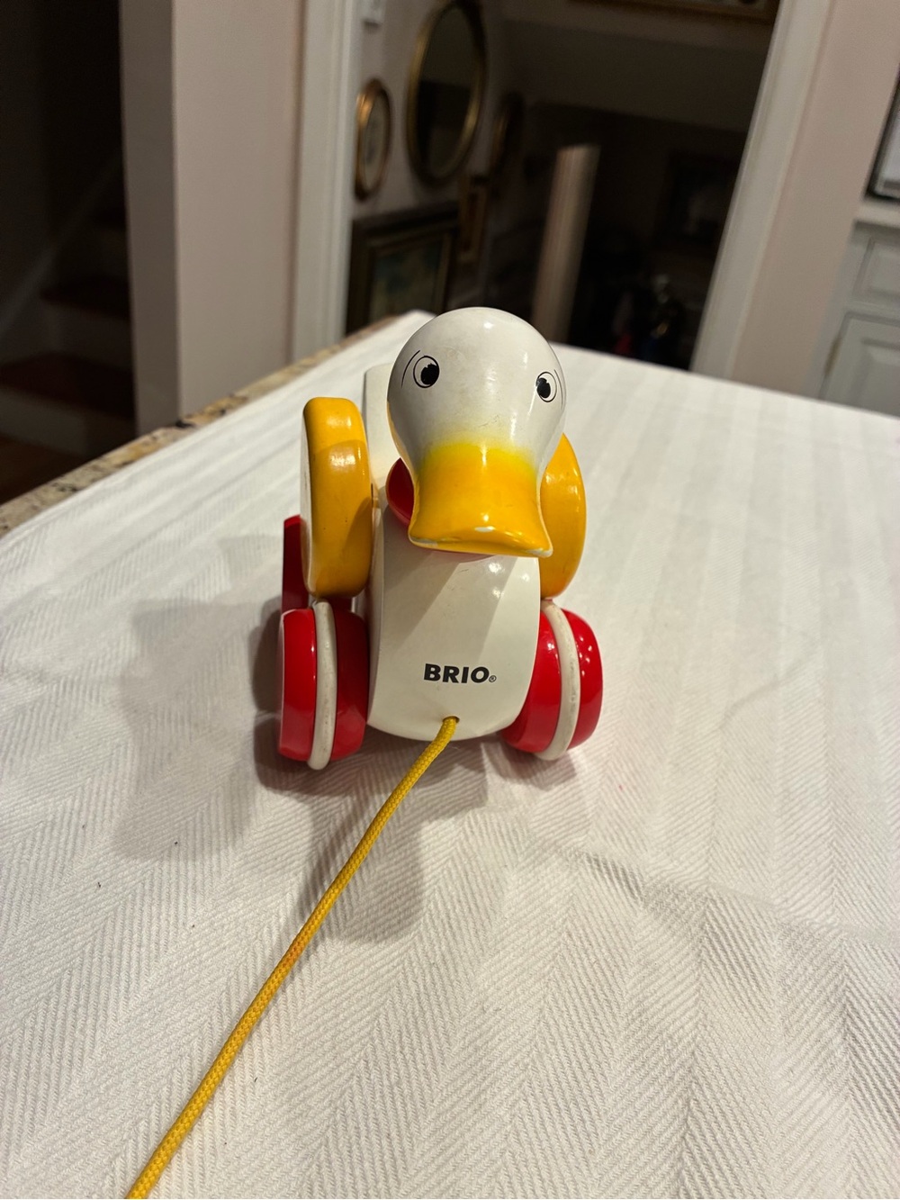 BRIO Wooden Yellow & Red Pull-Along Duck Toy